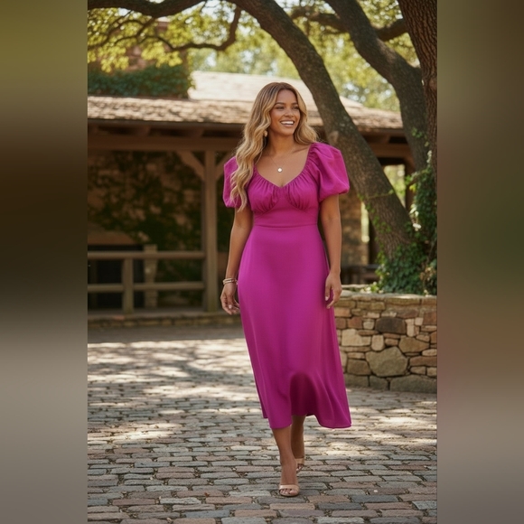 Abercrombie & Fitch Dresses & Skirts - Abercrombie & Fitch Taffeta Off-The-Shoulder Midi Dress Sz M